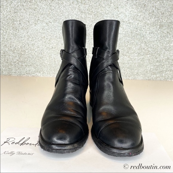 ♥️SOLD black leather Combat Boots Metal embossed - Picture 5 of 8